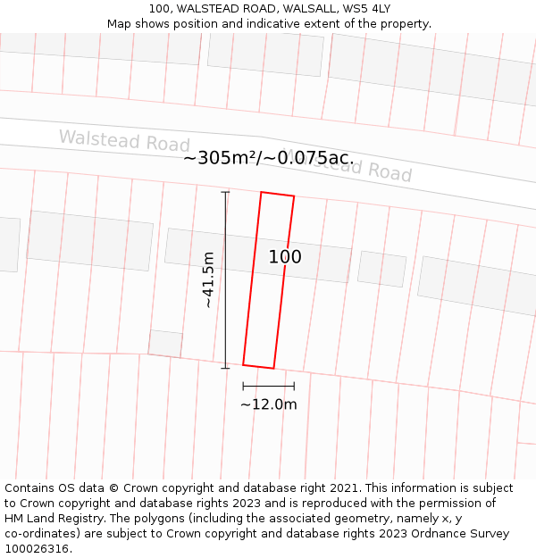 100, WALSTEAD ROAD, WALSALL, WS5 4LY: Plot and title map