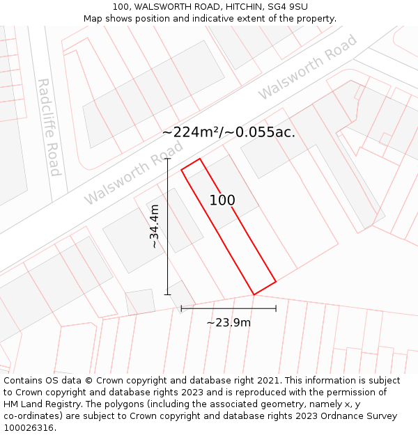 100, WALSWORTH ROAD, HITCHIN, SG4 9SU: Plot and title map