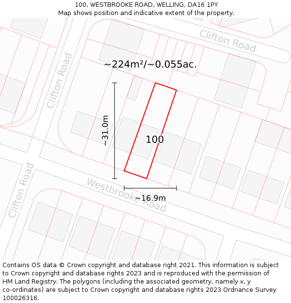 100, WESTBROOKE ROAD, WELLING, DA16 1PY: Plot and title map