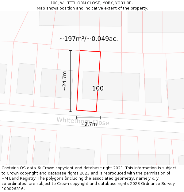 100, WHITETHORN CLOSE, YORK, YO31 9EU: Plot and title map