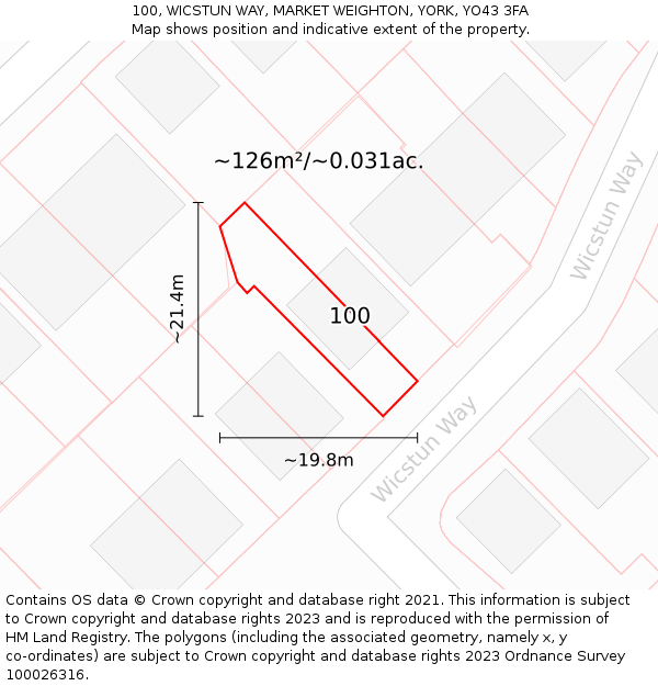 100, WICSTUN WAY, MARKET WEIGHTON, YORK, YO43 3FA: Plot and title map