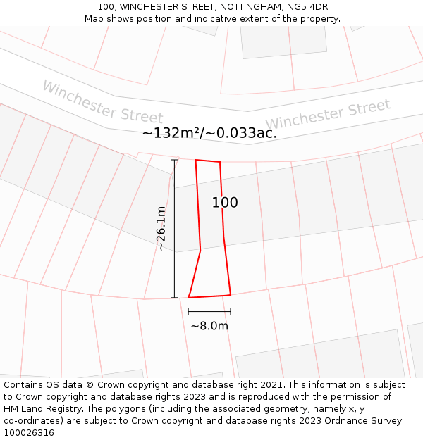 100, WINCHESTER STREET, NOTTINGHAM, NG5 4DR: Plot and title map