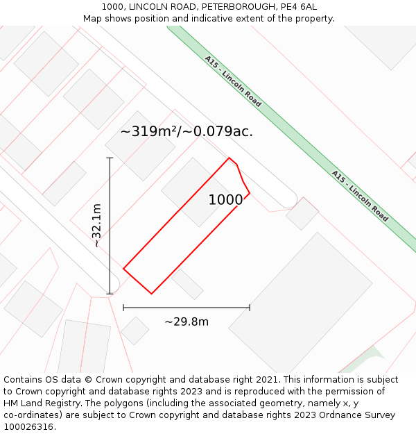 1000, LINCOLN ROAD, PETERBOROUGH, PE4 6AL: Plot and title map