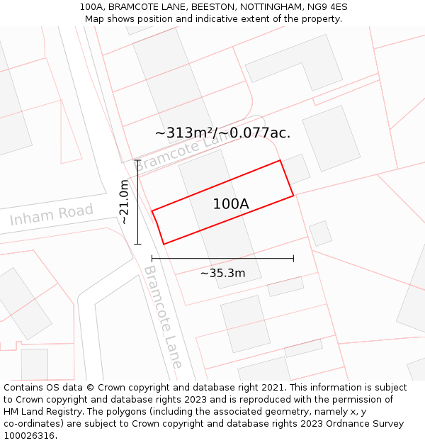 100A, BRAMCOTE LANE, BEESTON, NOTTINGHAM, NG9 4ES: Plot and title map