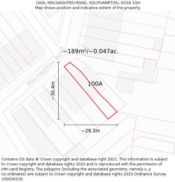 100A, MACNAGHTEN ROAD, SOUTHAMPTON, SO18 1GH: Plot and title map