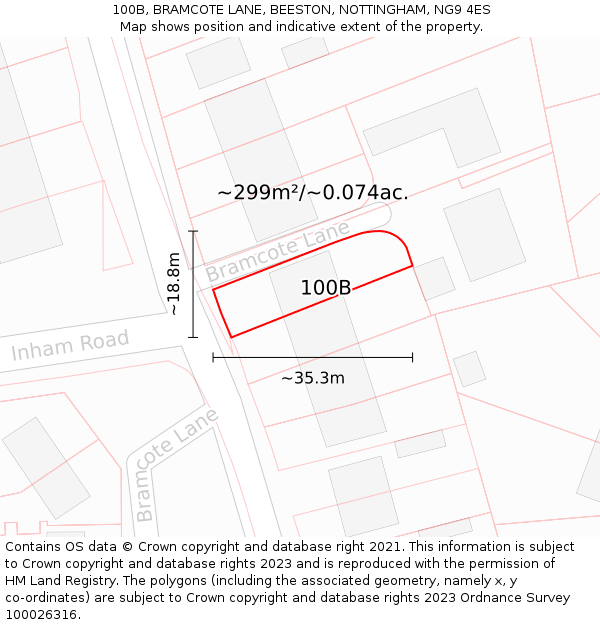 100B, BRAMCOTE LANE, BEESTON, NOTTINGHAM, NG9 4ES: Plot and title map