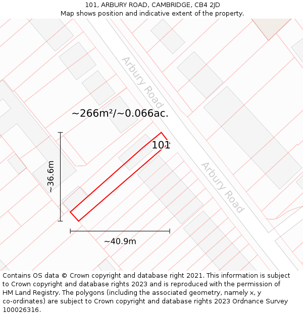 101, ARBURY ROAD, CAMBRIDGE, CB4 2JD: Plot and title map
