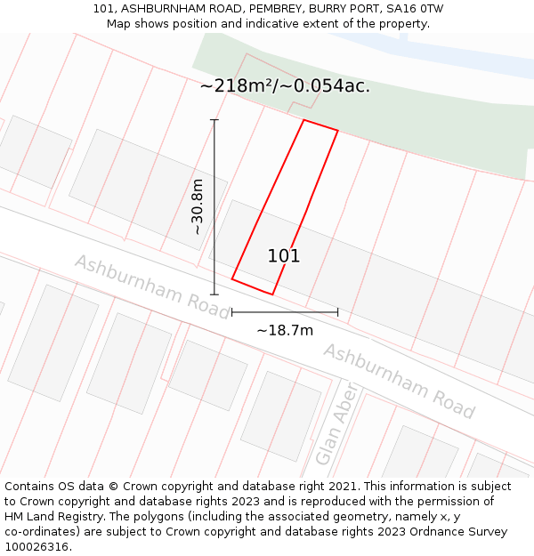 101, ASHBURNHAM ROAD, PEMBREY, BURRY PORT, SA16 0TW: Plot and title map