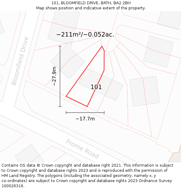 101, BLOOMFIELD DRIVE, BATH, BA2 2BH: Plot and title map
