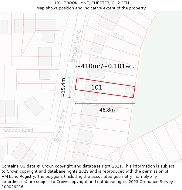 101, BROOK LANE, CHESTER, CH2 2EN: Plot and title map