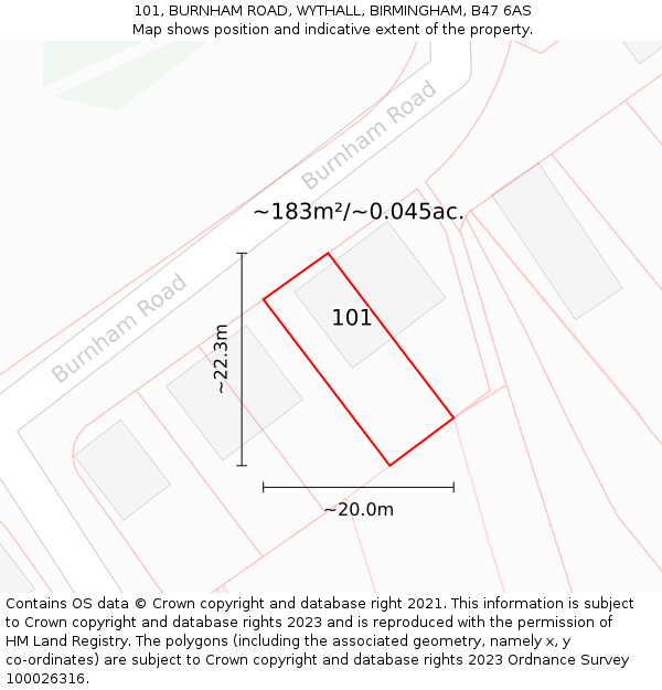 101, BURNHAM ROAD, WYTHALL, BIRMINGHAM, B47 6AS: Plot and title map