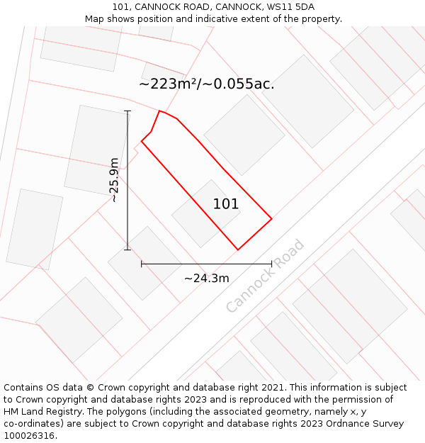 101, CANNOCK ROAD, CANNOCK, WS11 5DA: Plot and title map