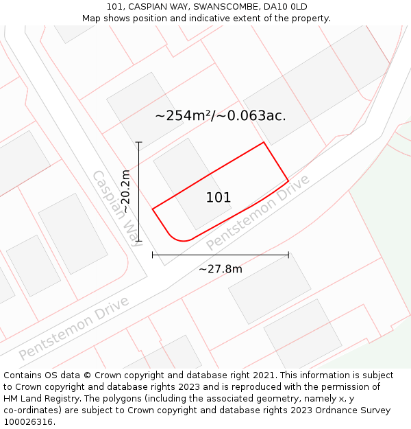 101, CASPIAN WAY, SWANSCOMBE, DA10 0LD: Plot and title map