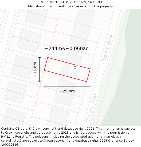 101, CHEYNE WALK, KETTERING, NN15 7EE: Plot and title map