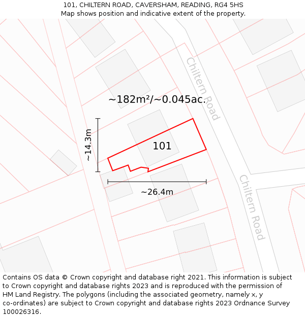 101, CHILTERN ROAD, CAVERSHAM, READING, RG4 5HS: Plot and title map