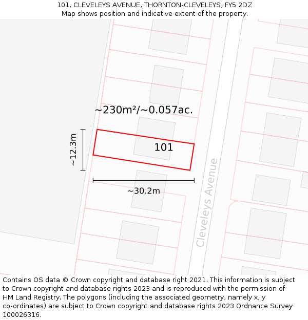 101, CLEVELEYS AVENUE, THORNTON-CLEVELEYS, FY5 2DZ: Plot and title map