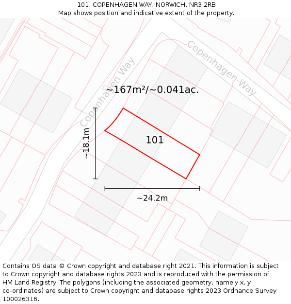 101, COPENHAGEN WAY, NORWICH, NR3 2RB: Plot and title map