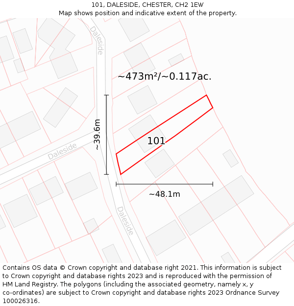 101, DALESIDE, CHESTER, CH2 1EW: Plot and title map