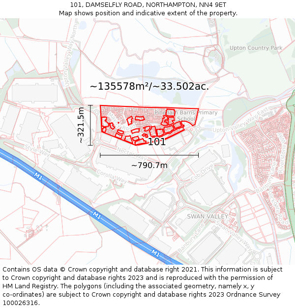 101, DAMSELFLY ROAD, NORTHAMPTON, NN4 9ET: Plot and title map