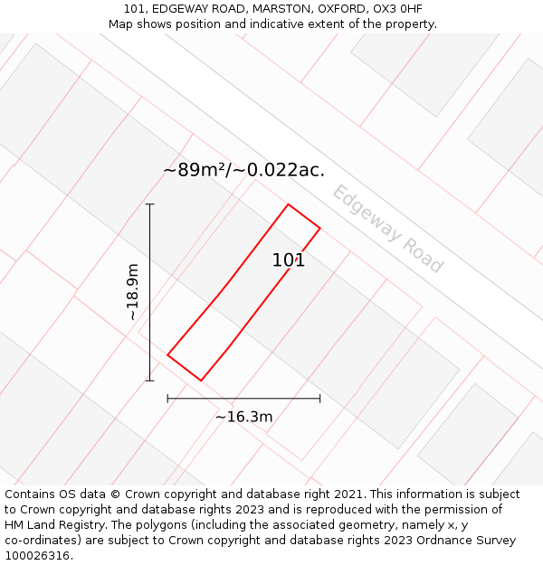 101, EDGEWAY ROAD, MARSTON, OXFORD, OX3 0HF: Plot and title map