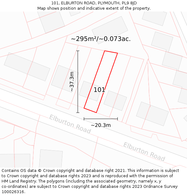 101, ELBURTON ROAD, PLYMOUTH, PL9 8JD: Plot and title map