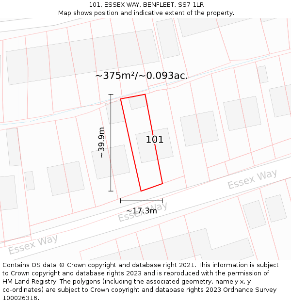 101, ESSEX WAY, BENFLEET, SS7 1LR: Plot and title map