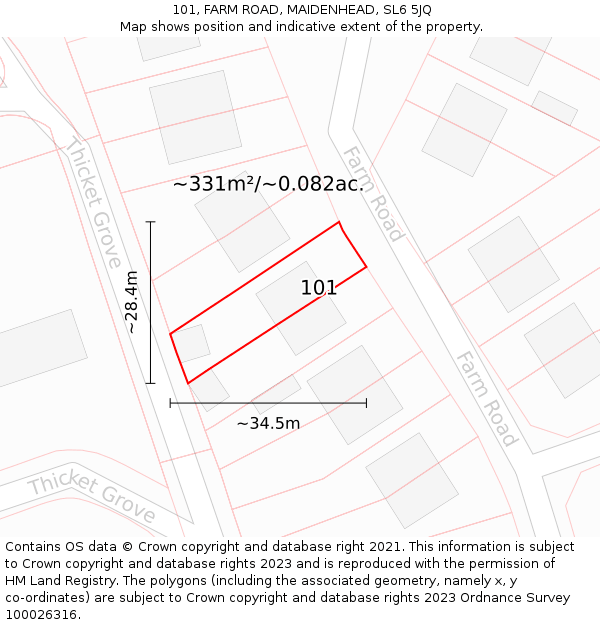 101, FARM ROAD, MAIDENHEAD, SL6 5JQ: Plot and title map