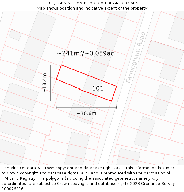 101, FARNINGHAM ROAD, CATERHAM, CR3 6LN: Plot and title map