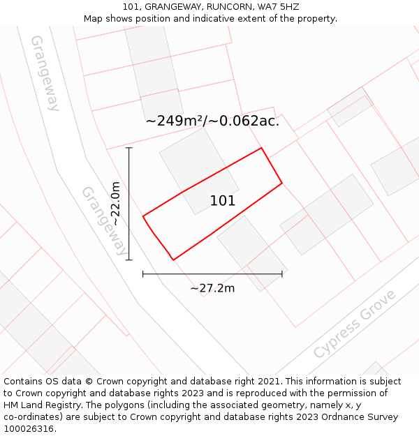 101, GRANGEWAY, RUNCORN, WA7 5HZ: Plot and title map