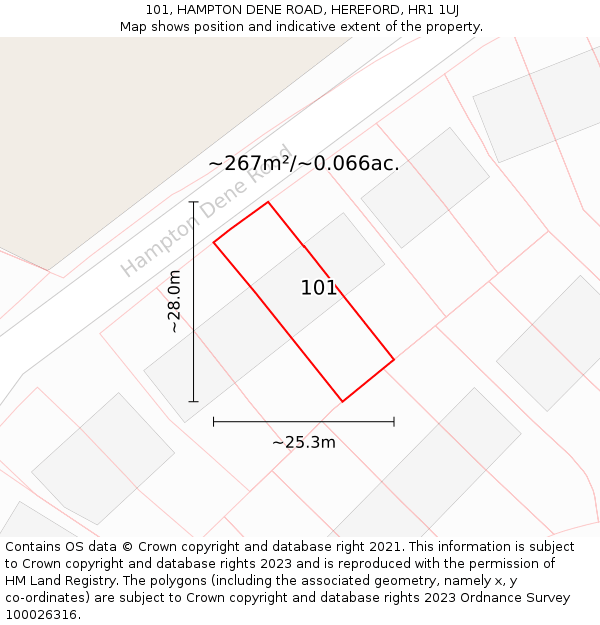 101, HAMPTON DENE ROAD, HEREFORD, HR1 1UJ: Plot and title map