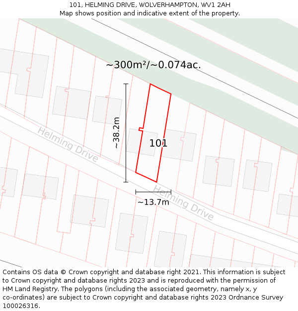 101, HELMING DRIVE, WOLVERHAMPTON, WV1 2AH: Plot and title map