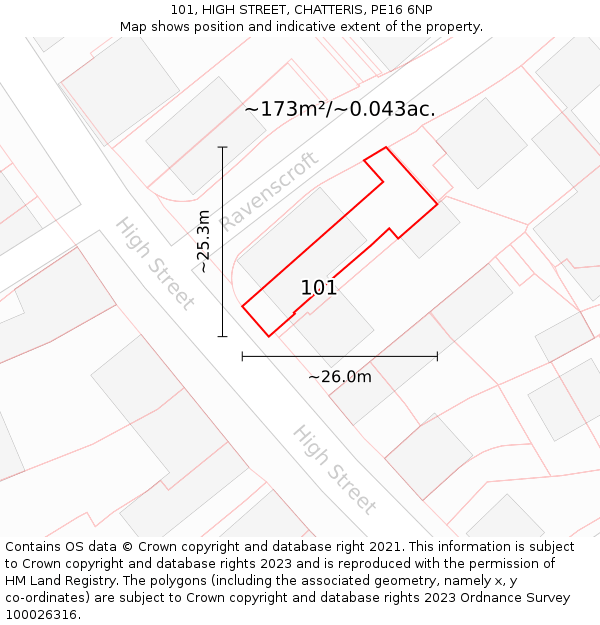 101, HIGH STREET, CHATTERIS, PE16 6NP: Plot and title map