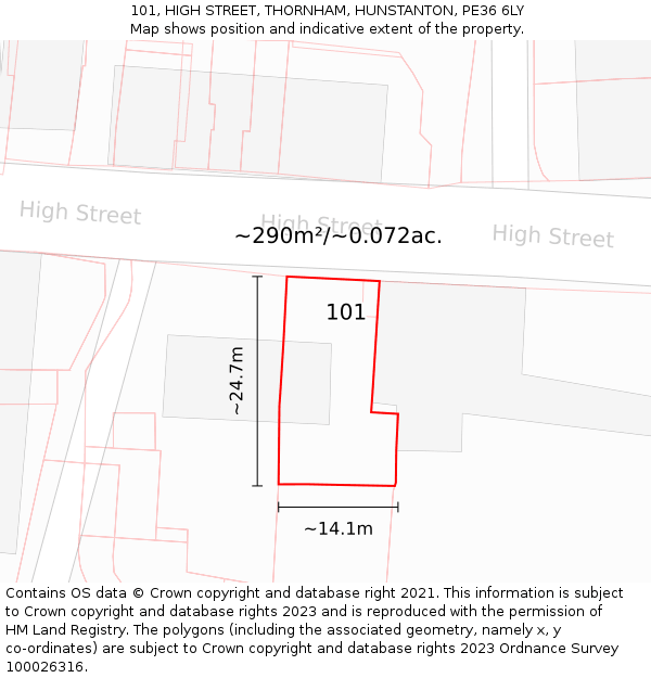 101, HIGH STREET, THORNHAM, HUNSTANTON, PE36 6LY: Plot and title map