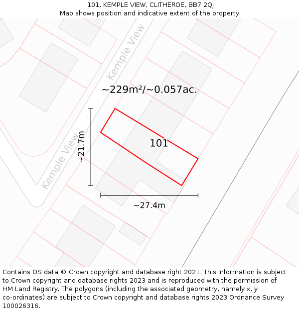 101, KEMPLE VIEW, CLITHEROE, BB7 2QJ: Plot and title map