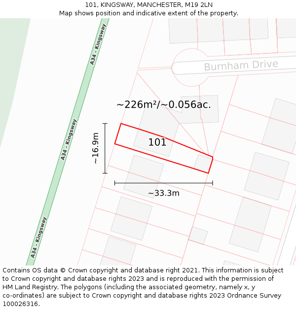101, KINGSWAY, MANCHESTER, M19 2LN: Plot and title map