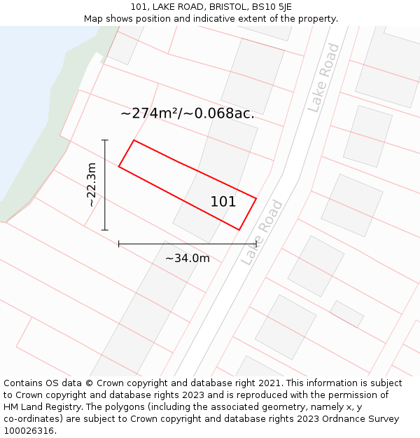 101, LAKE ROAD, BRISTOL, BS10 5JE: Plot and title map