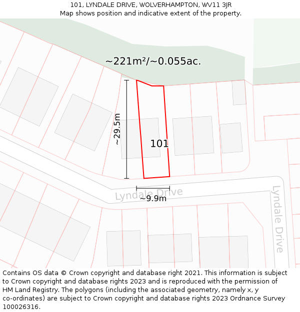 101, LYNDALE DRIVE, WOLVERHAMPTON, WV11 3JR: Plot and title map