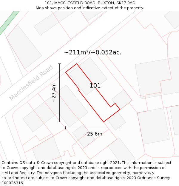 101, MACCLESFIELD ROAD, BUXTON, SK17 9AD: Plot and title map