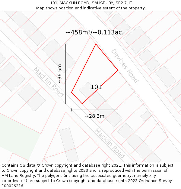 101, MACKLIN ROAD, SALISBURY, SP2 7HE: Plot and title map