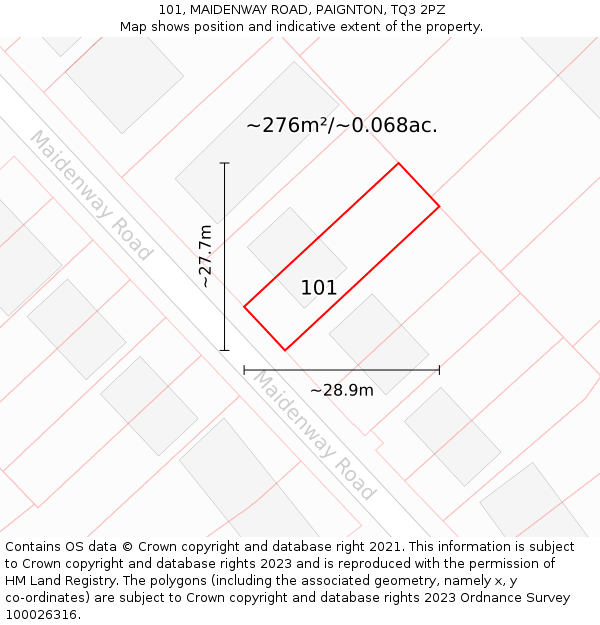 101, MAIDENWAY ROAD, PAIGNTON, TQ3 2PZ: Plot and title map
