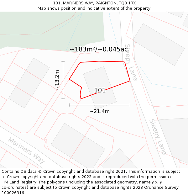 101, MARINERS WAY, PAIGNTON, TQ3 1RX: Plot and title map