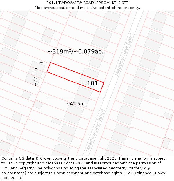 101, MEADOWVIEW ROAD, EPSOM, KT19 9TT: Plot and title map