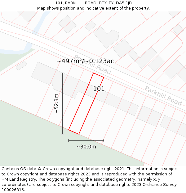 101, PARKHILL ROAD, BEXLEY, DA5 1JB: Plot and title map