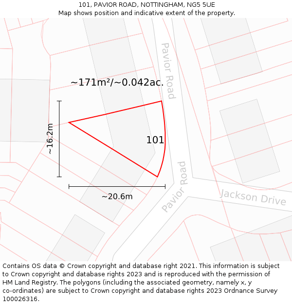 101, PAVIOR ROAD, NOTTINGHAM, NG5 5UE: Plot and title map