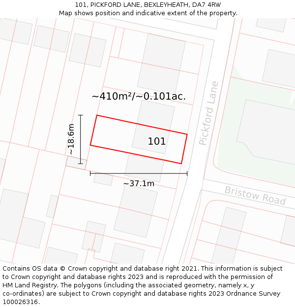 101, PICKFORD LANE, BEXLEYHEATH, DA7 4RW: Plot and title map