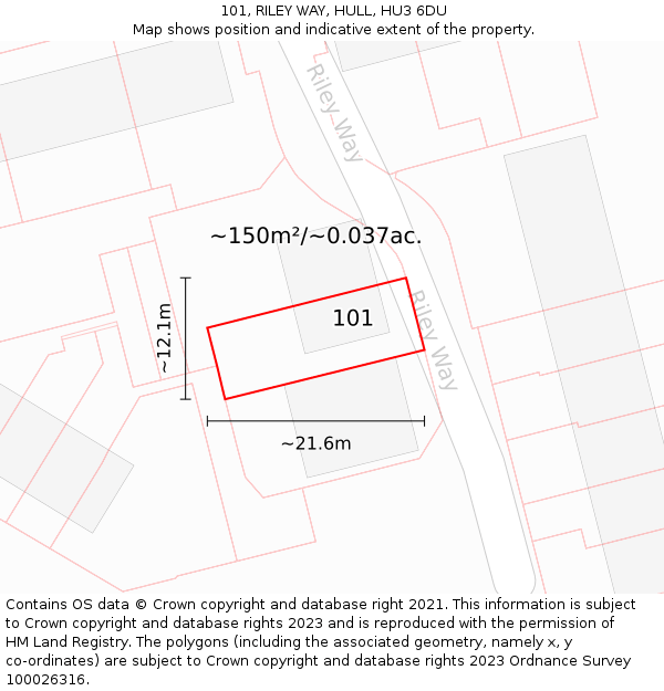 101, RILEY WAY, HULL, HU3 6DU: Plot and title map