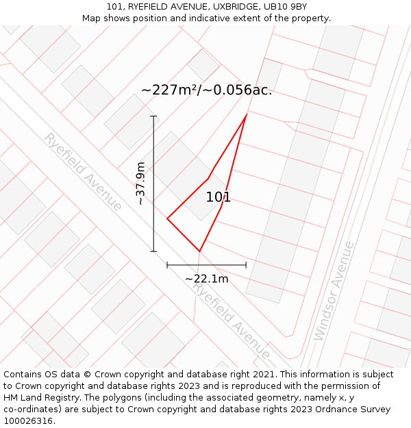 101, RYEFIELD AVENUE, UXBRIDGE, UB10 9BY: Plot and title map