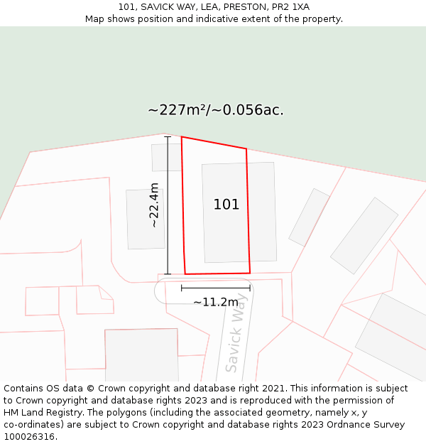 101, SAVICK WAY, LEA, PRESTON, PR2 1XA: Plot and title map