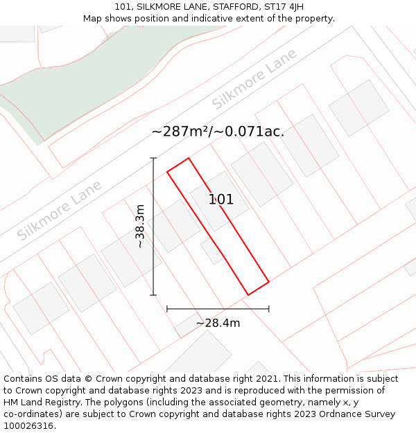 101, SILKMORE LANE, STAFFORD, ST17 4JH: Plot and title map