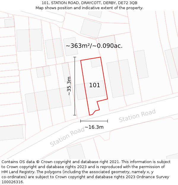 101, STATION ROAD, DRAYCOTT, DERBY, DE72 3QB: Plot and title map